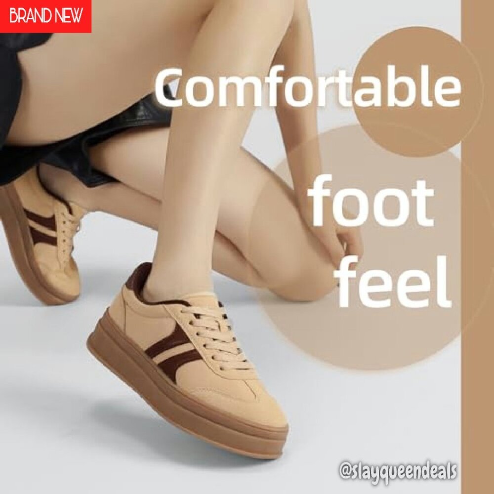 Thick Platform Sneakers Women's Size 6-11 Lace-Up Walking Shoes - Picture 5 of 8